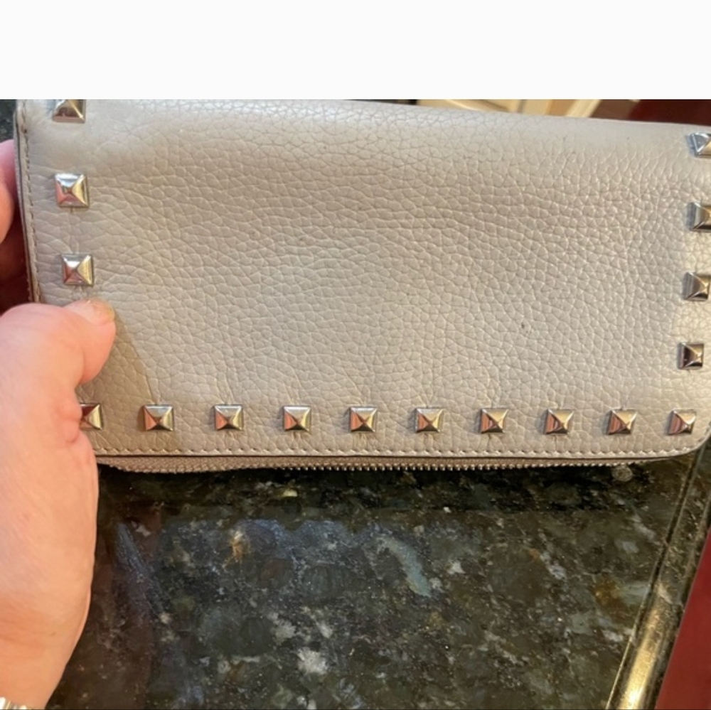 Michael Kors Taupe Leather Silver Studded Zip-Around Wallet - Picture 9 of 9